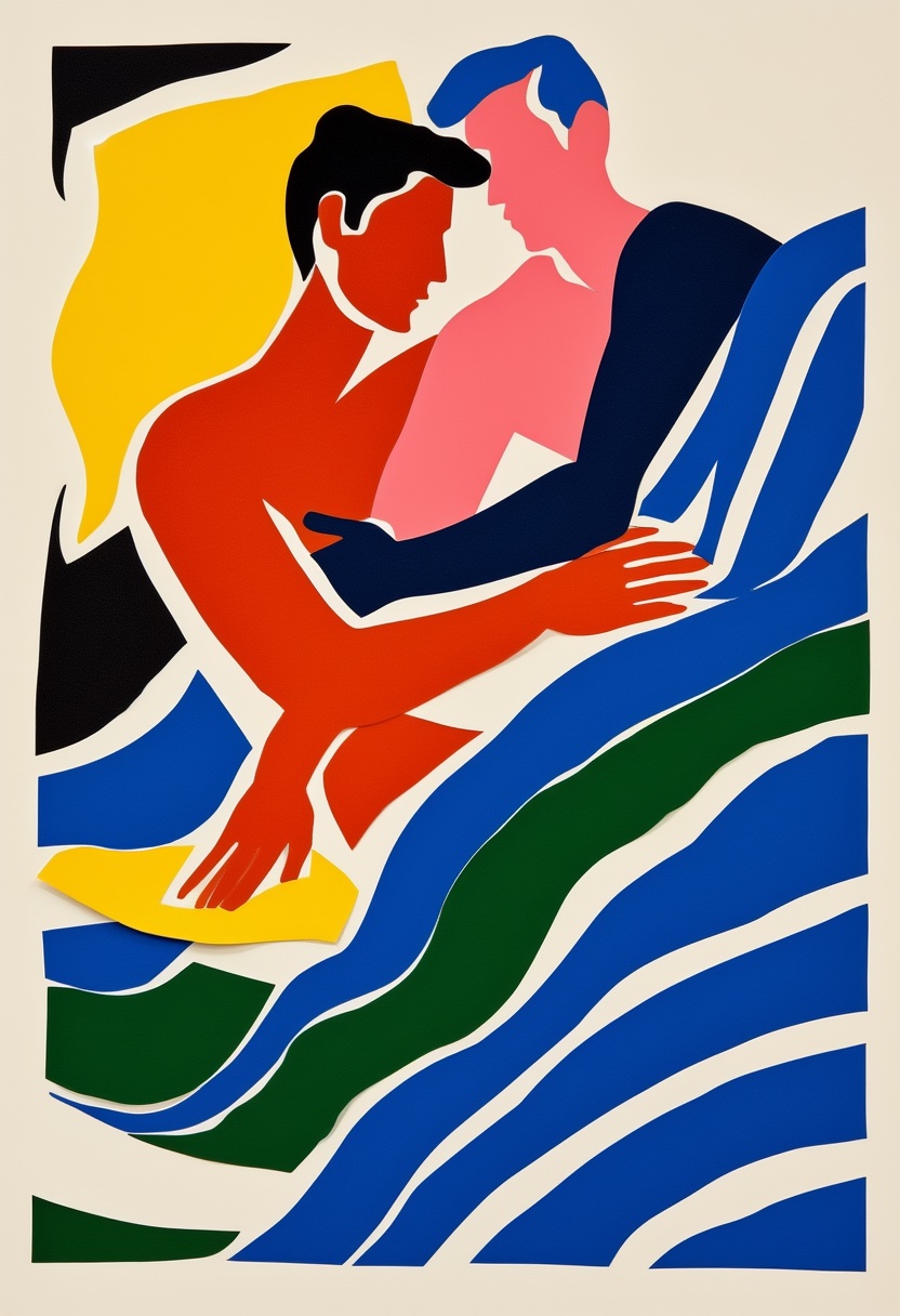 Abrazo con cucharas al estilo de Matisse