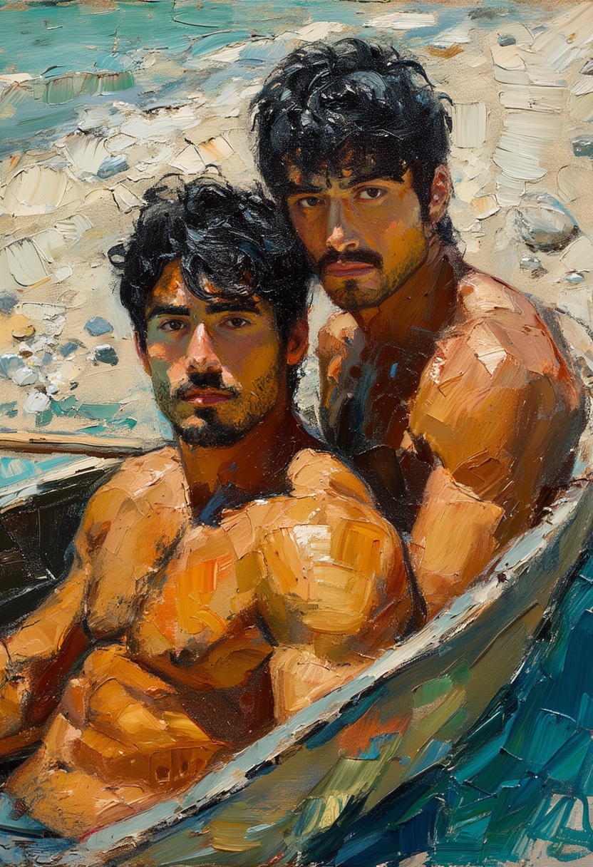 Expressionist Oil Portrait of Two Men