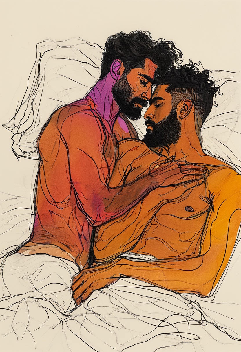 Expressive Embrace on Warm Hues