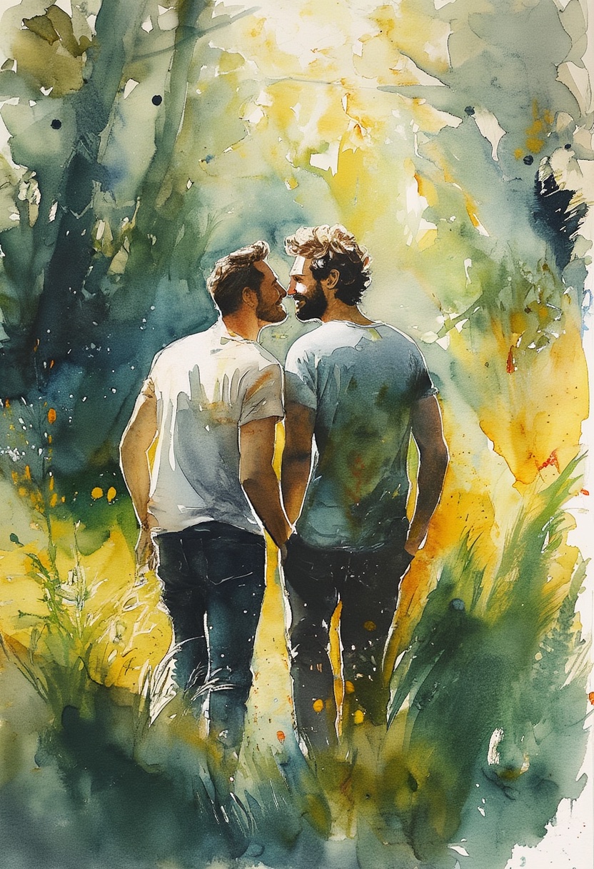 Forest Clearing Kiss Watercolor
