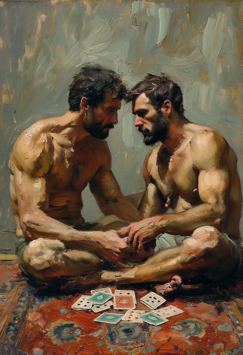 Oil Painting Two Men Cards