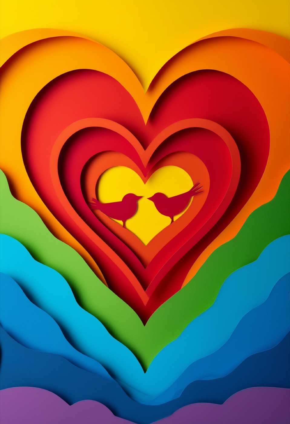 Regenbogenherz Papiercollage