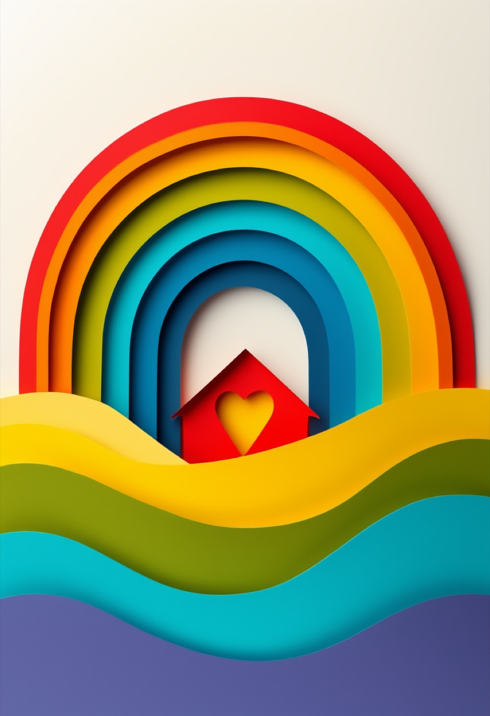 Rainbow House Paper Collage