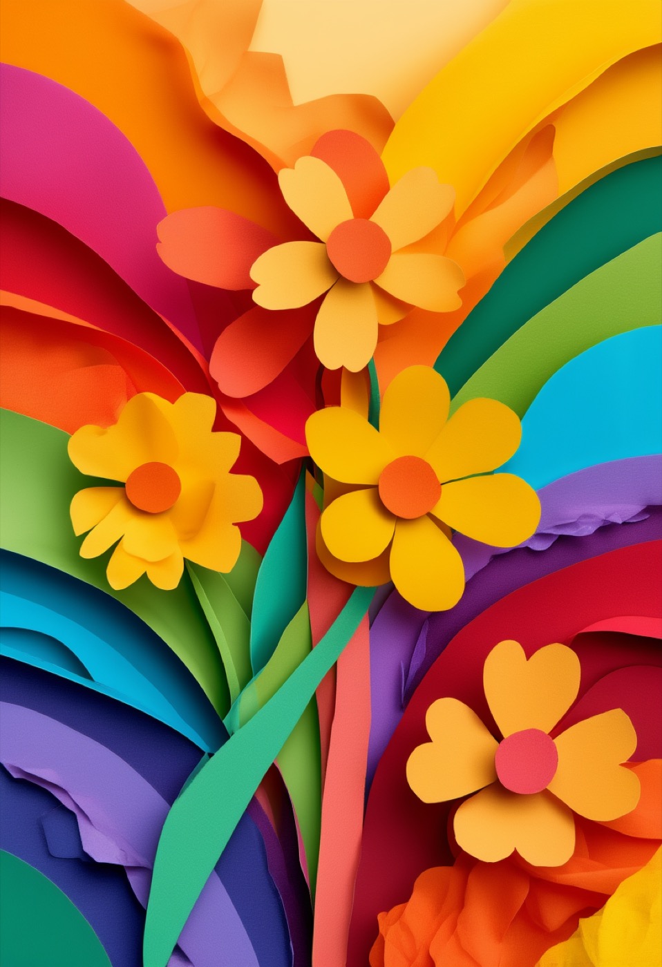 Bouquet de Recortes de Papel Arcoíris