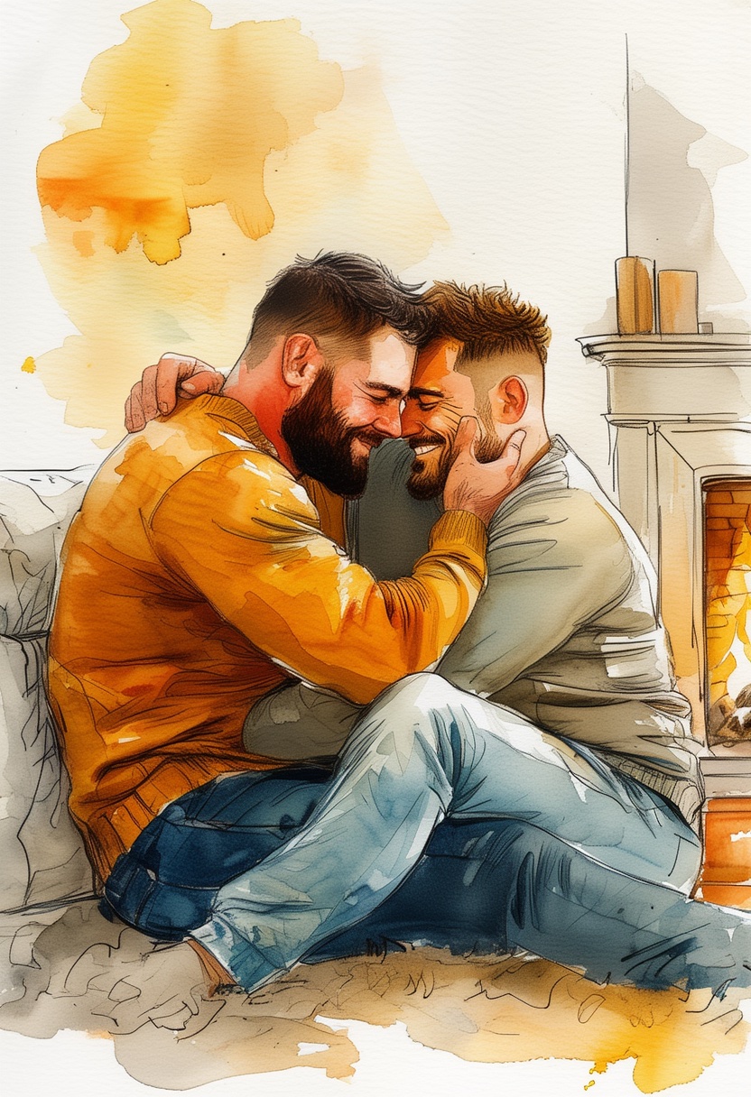 Abrazo Rústico en Acuarela