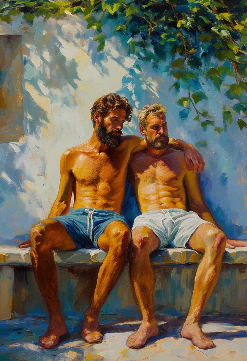 Sunlit Courtyard Embrace