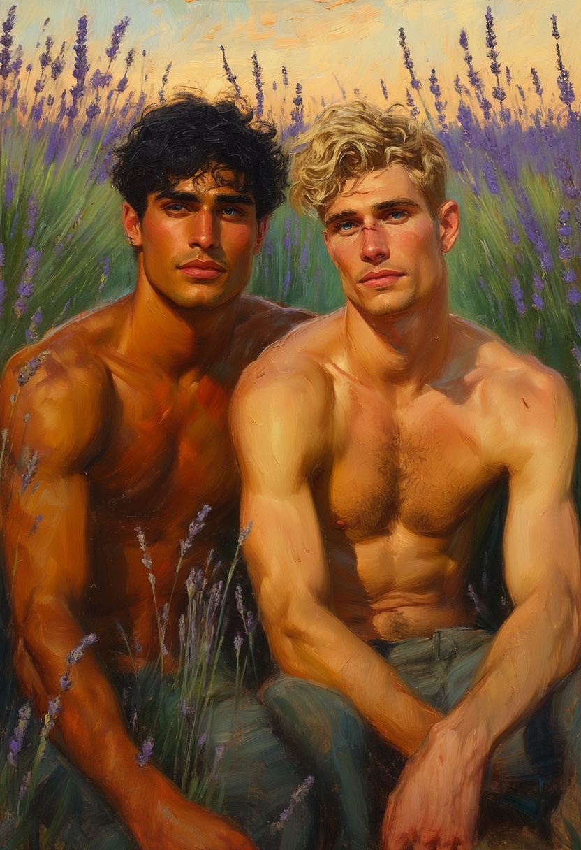 Sunlit Lavender Field Embrace