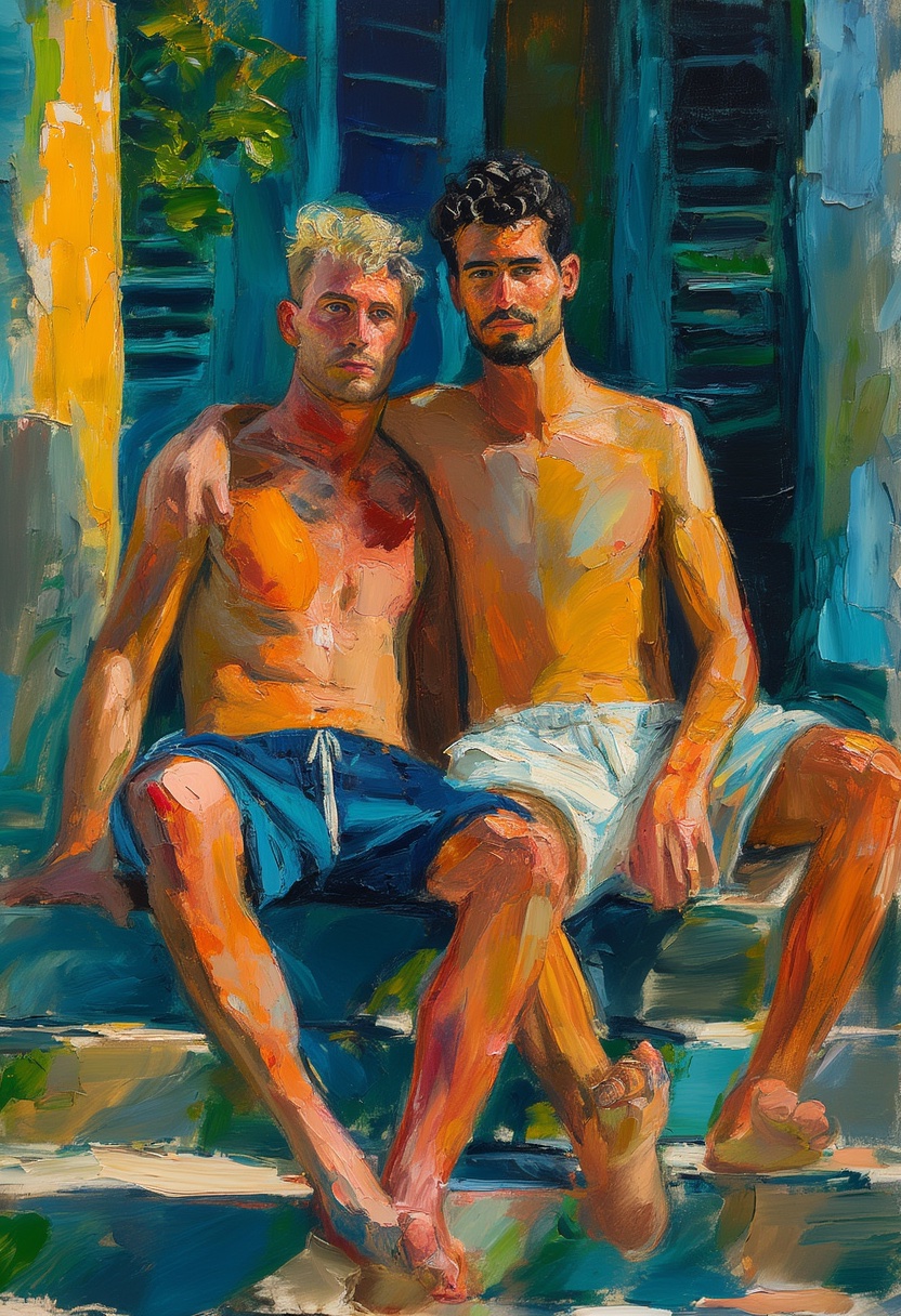 Sunlit Terrace Embrace