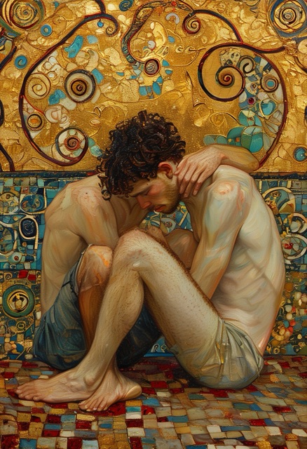Art Nouveau Umarmung mit Blattgold
