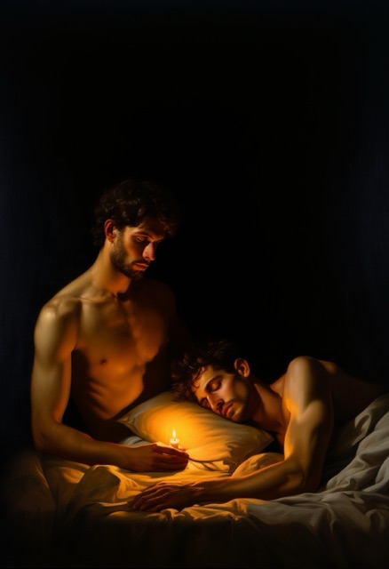 Barockes Schlafzimmer bei Kerzenlicht