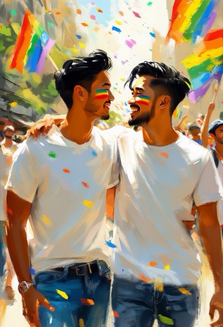 Umarmung bei der Pride-Parade