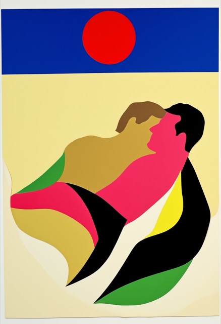 Cut-Paper Collage Umarmung