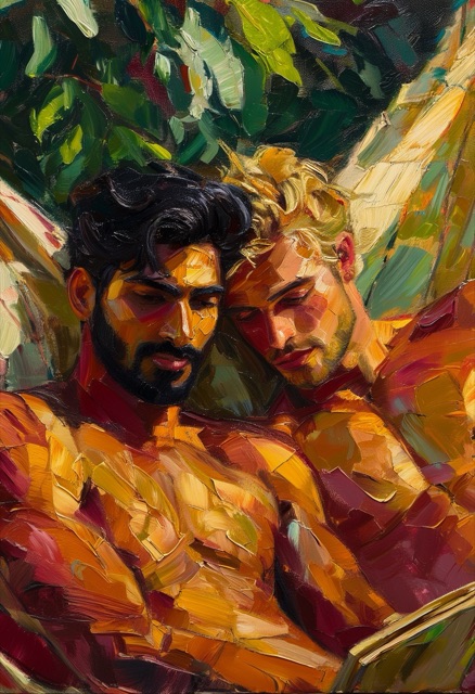 Expressionistisches Umarmen in Goldenen Tönen