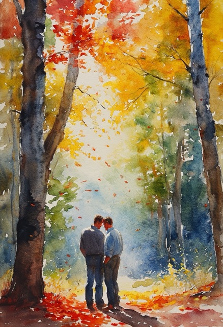 Waldumarmung Herbst