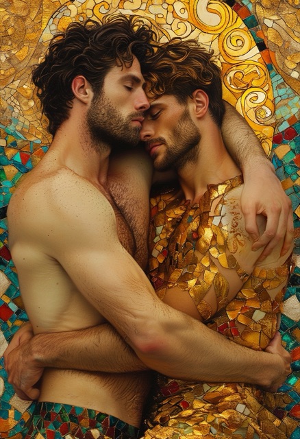Goldenes Mosaik-Umarmen