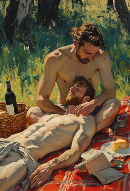 Picknickintimität in der Waldwiese