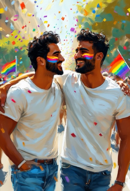 Umarmung bei der Pride-Parade