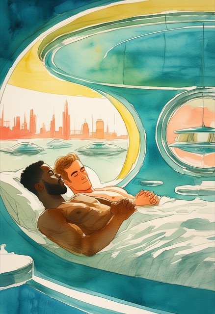 Retro-futuristische Wasserumarmung