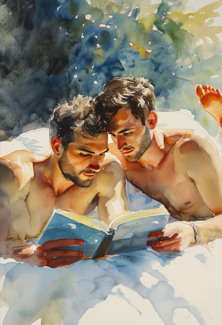 Leseszene in Aquarell