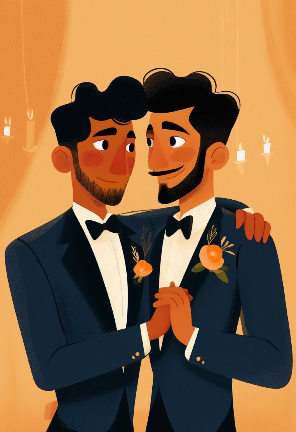 Zwei Bräutigame in Smoking bei der Hochzeit