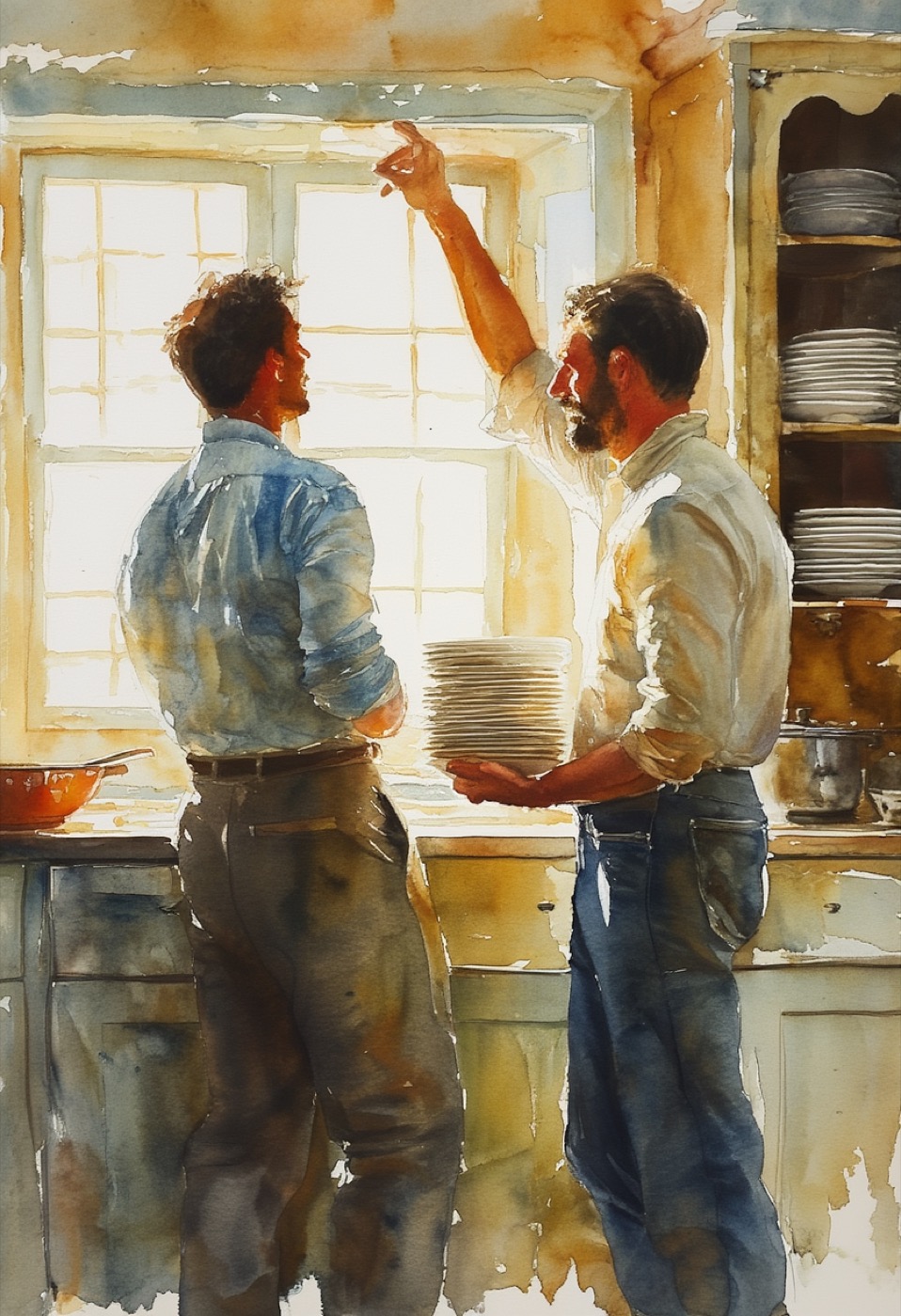 Watercolor Kitchen Reach Up