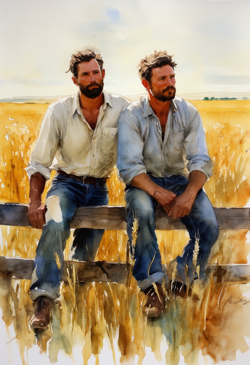 Wheat Field Sunset Leaning