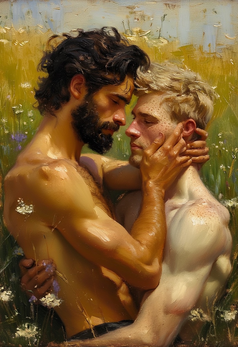Wildflower Meadow Golden Hour Embrace