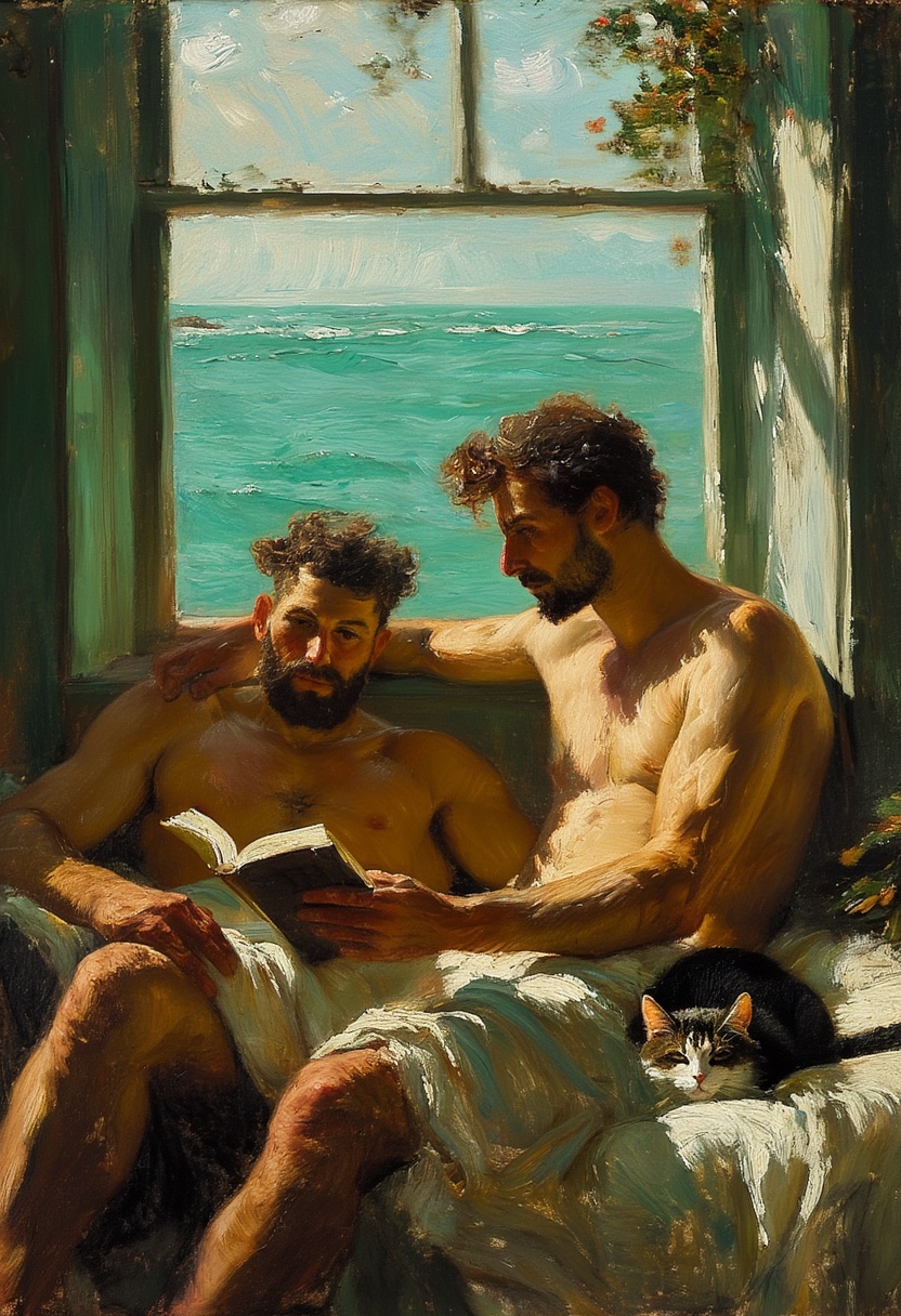 Compañeros de baño en el asiento de la ventana