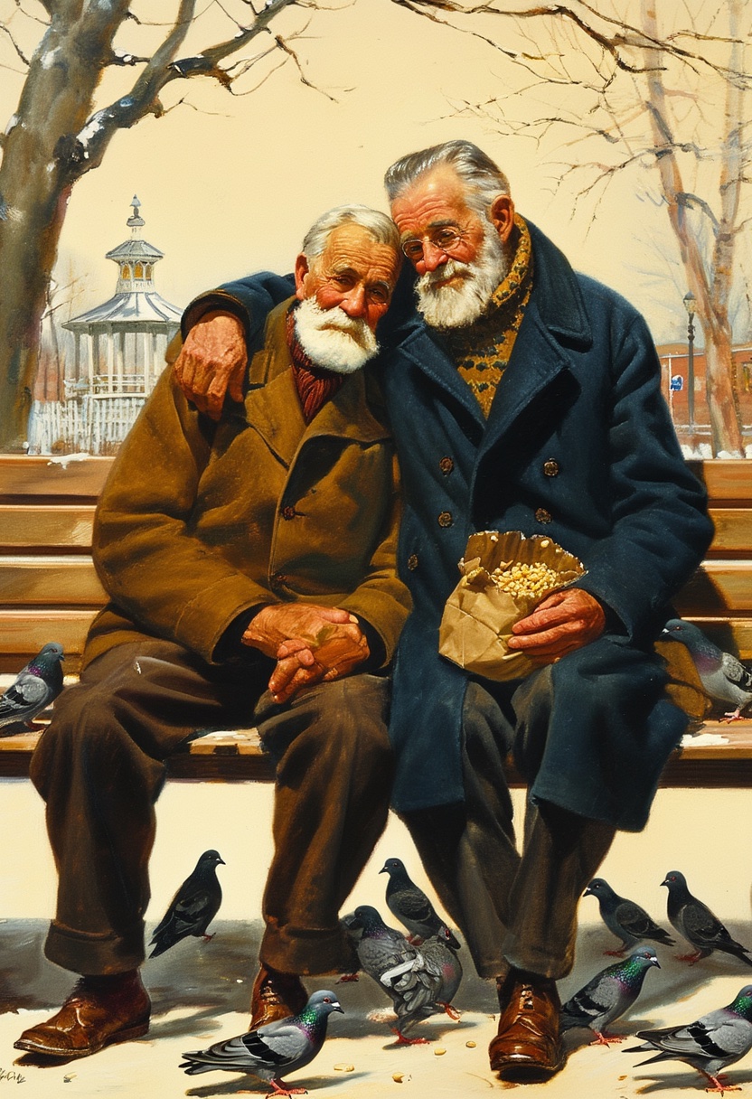 Winter Bench Embrace